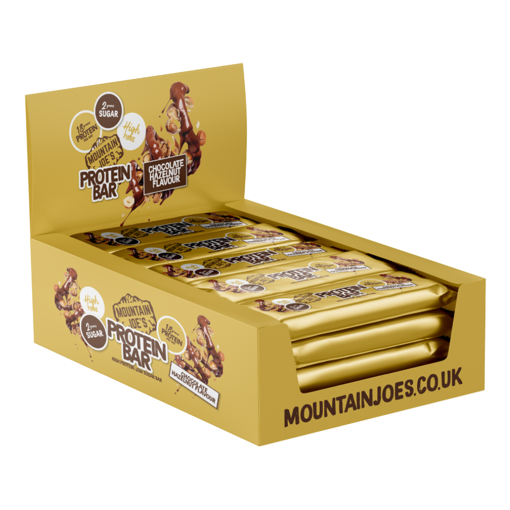 12 Pack of Mountain Joe's Hazelnut Chocolate High Protein Low Sugar Bars