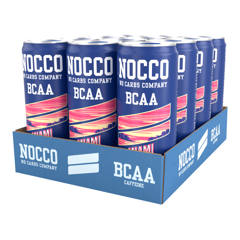 NOCCO Miami Strawberry BCAA Caffeine Energy Drinks - 12 Packs