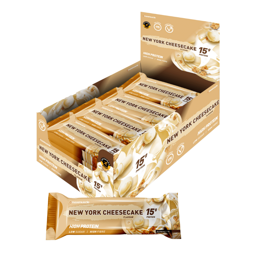 Maximuscle New York Vanilla Cheesecake Flavoured - Low Calorie Vegetarian Protein Bars - 12 Pack