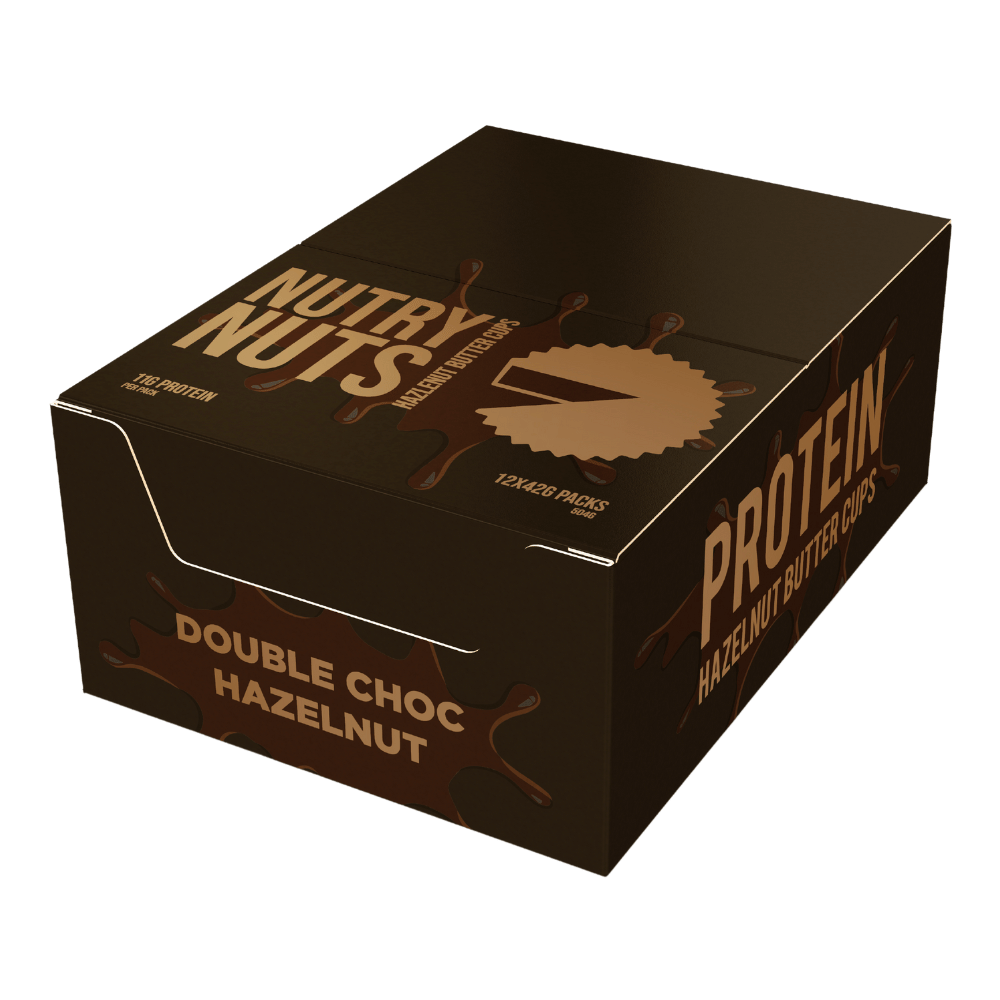 12x42g Box of Double Choc Hazelnut Protein Nut Cups by Nutry Nuts - Protein Package UK