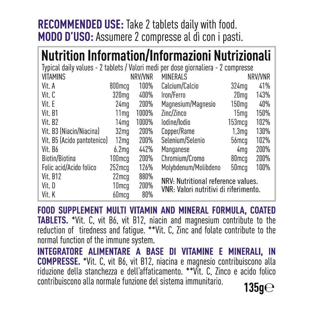 Nutritional Content Profile of the PER4M Multivitamins