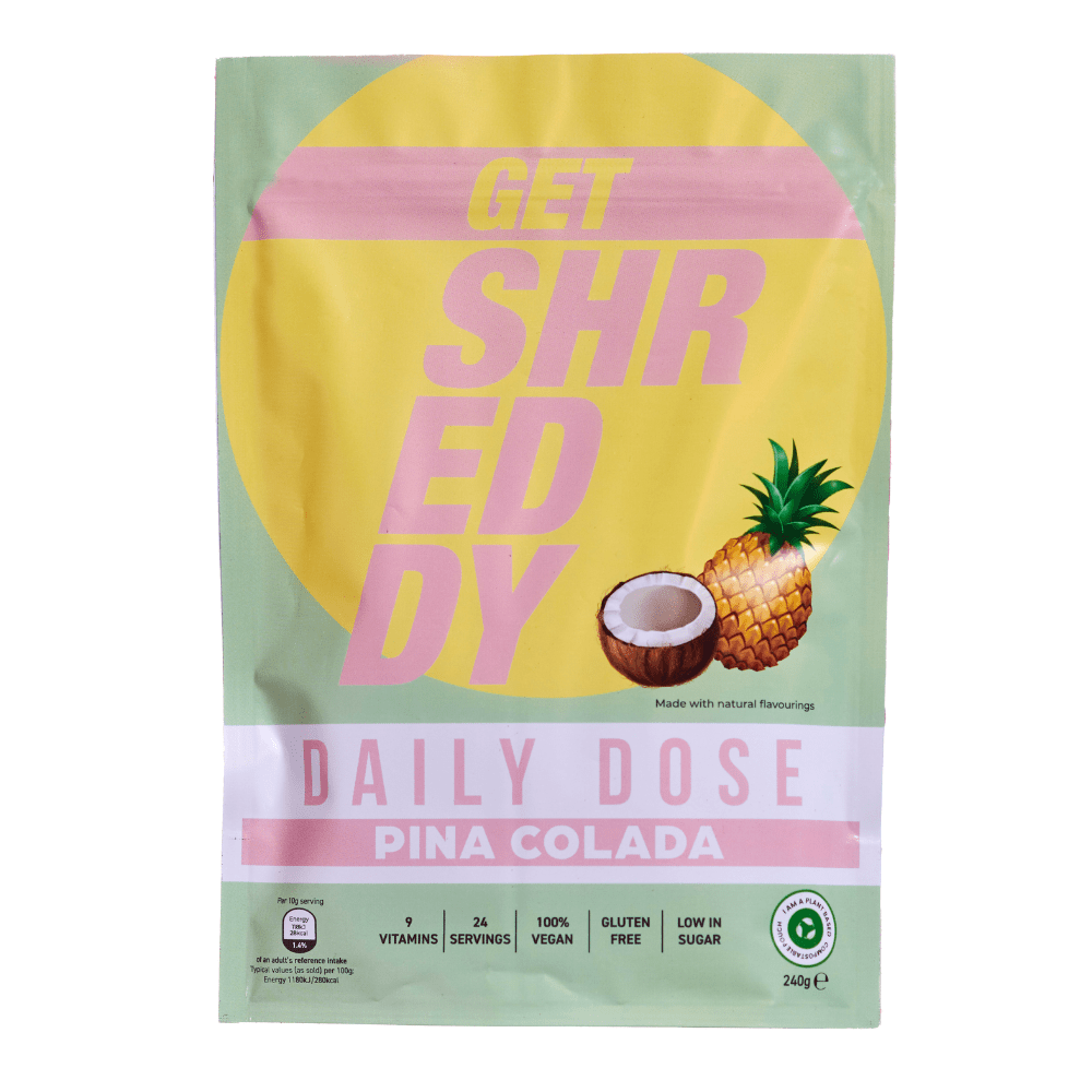 Natural Multivitamin Daily Supplement Powder Mix - Pina Colada Flavour - Shreddy Supplements - 240g - Protein Package - Mix & Match Vitamin Supplement