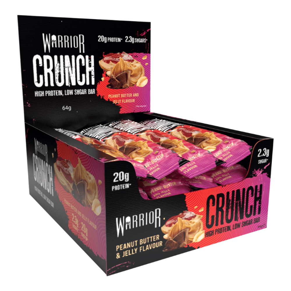12 Pack of Peanut Butter Jelly Warrior Crunch Protein Bars - 12x64g