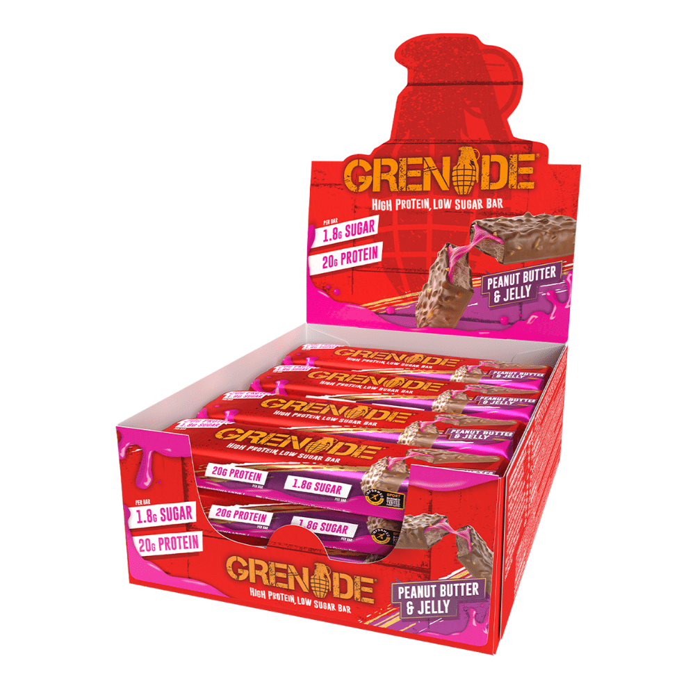 12 Pack of Peanut Butter and Jelly Grenade Protein Bars