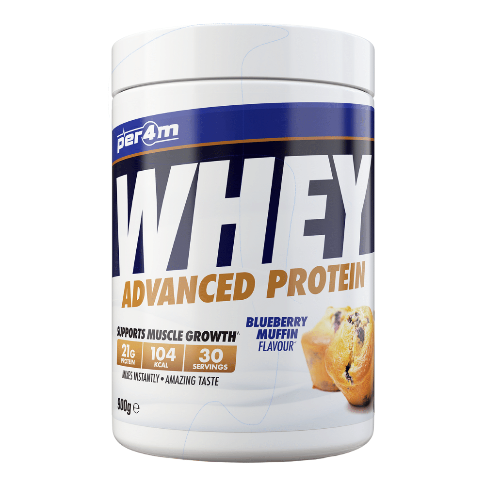 Per4m UK Blueberry Muffin Flavoured Advanced Whey Protein Powder - 30 Serving Tubs