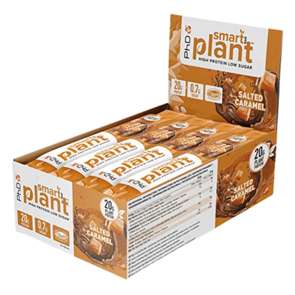 12x64g Pack of Salted Caramel Smart Plant PhD Nutrition Protein Bars