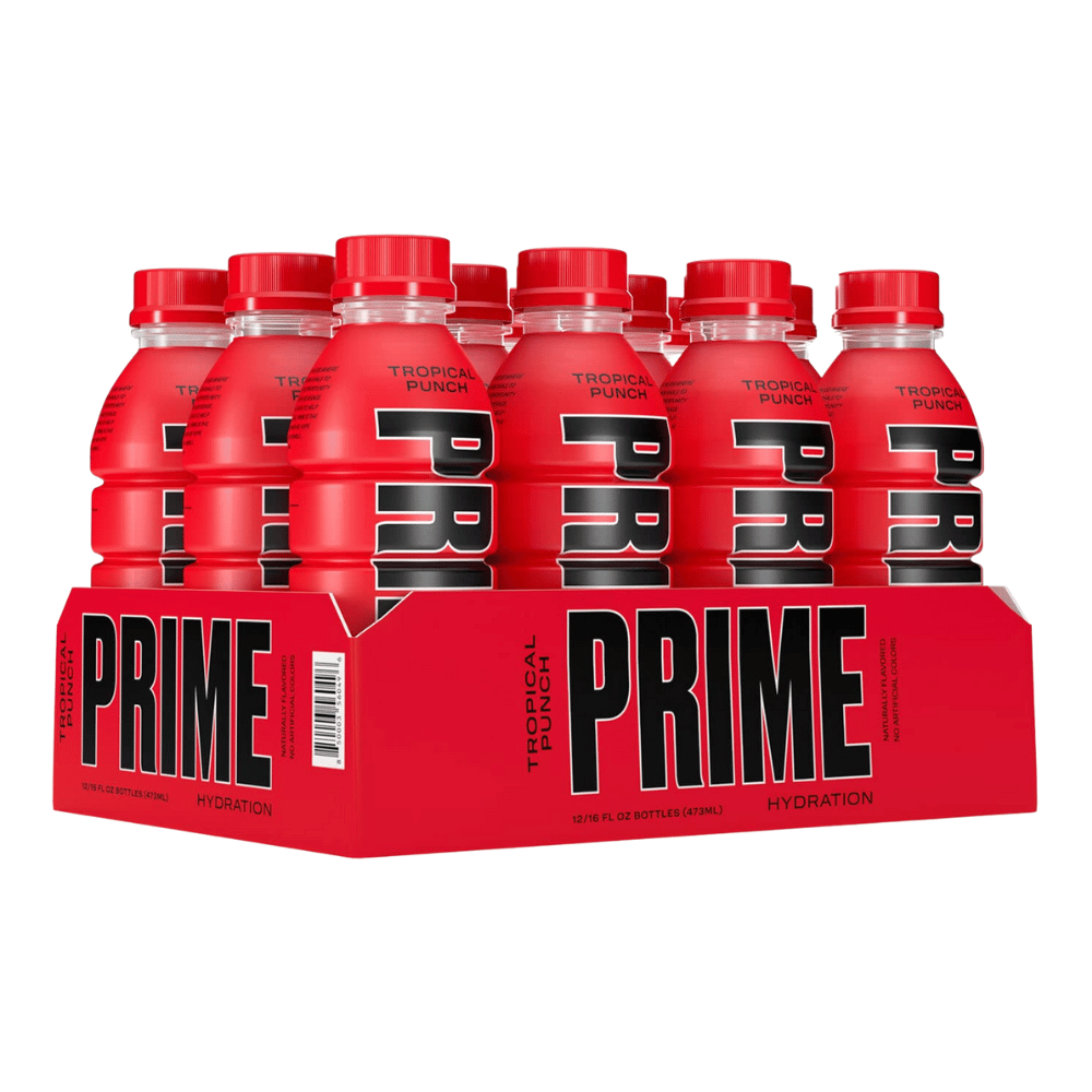 Prime Hydration Tropical Punch Bottled Drinks - Red Bottles - Protein Package