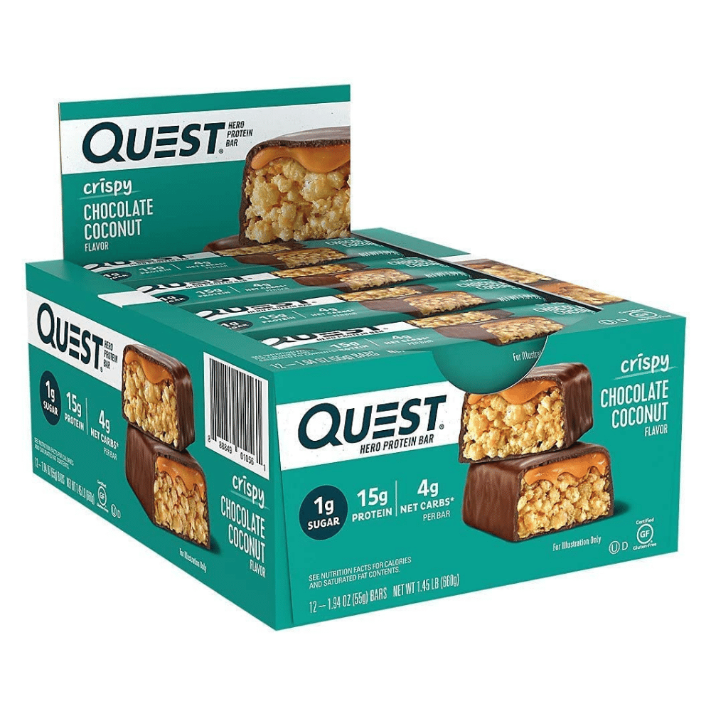 Quest Hero Protein Bars - 12 Pack Box - Chocolate Coconut Flavour - Protein Package UK