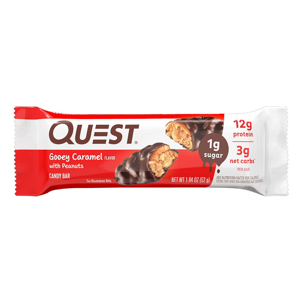 Quest Candy Protein Bars - Gooey Caramel With Peanuts Flavour - Single 52g Bar