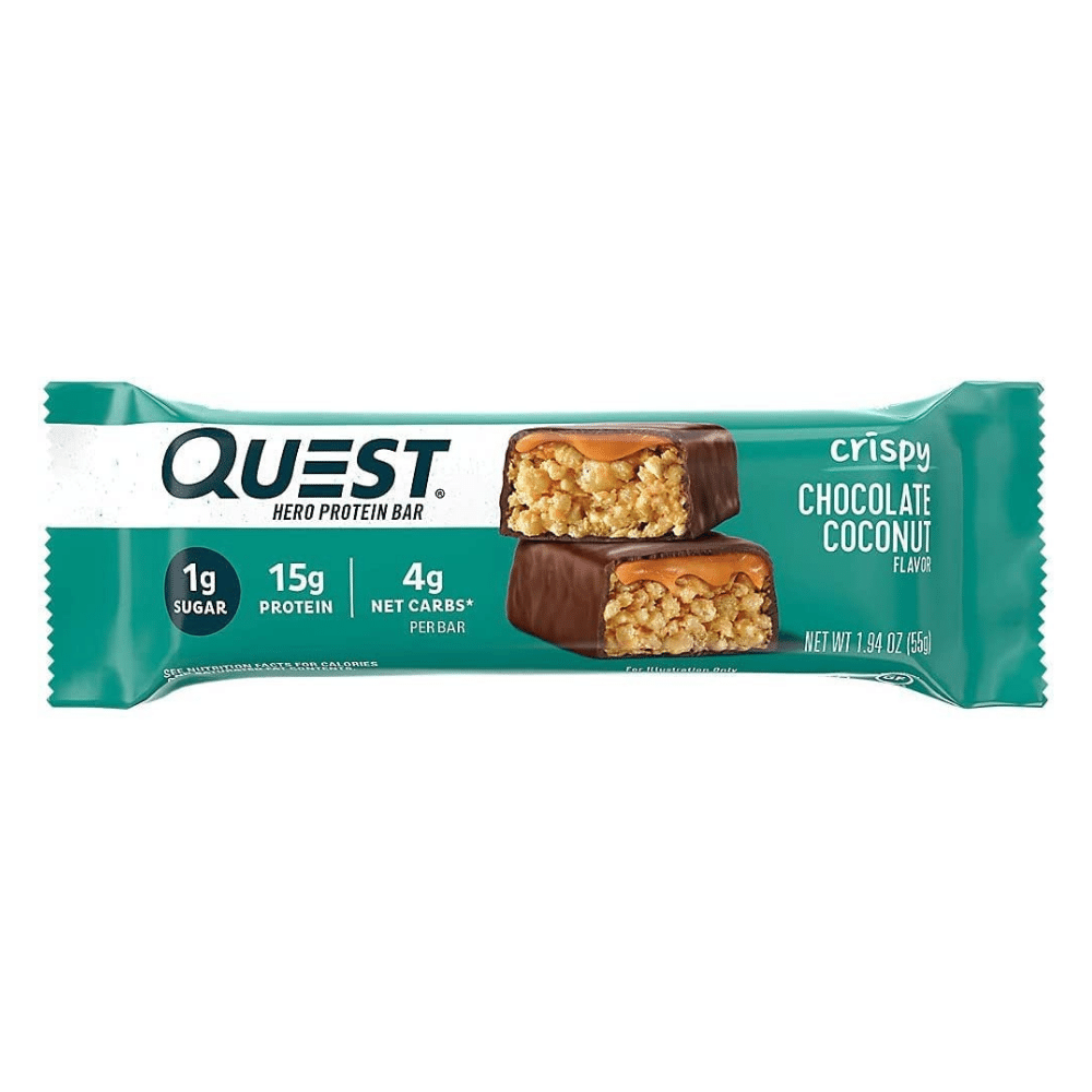 Crispy Chocolate Coconut Flavoured Quest Hero Protein Bars - Single 55g Bar