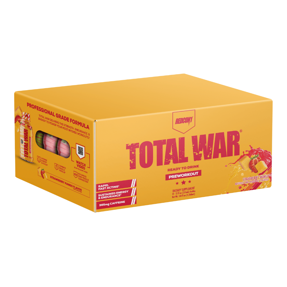 12 Bottle Pack of Strawberry Mango Total War REDCON1 Pre-Workout Drinks