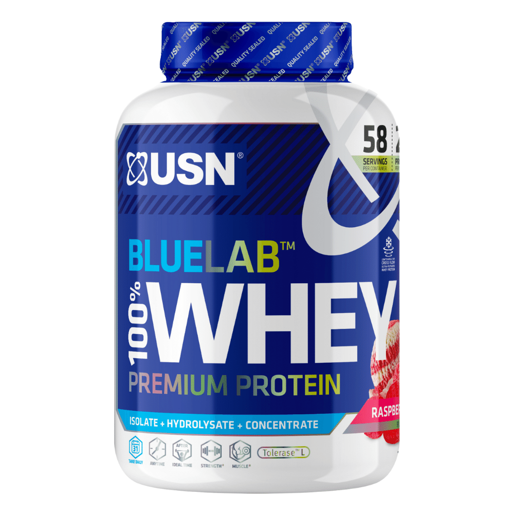 USN BlueLab 100% Whey Premium Protein - Raspberry Ripple Flavour (2kg Tubs)