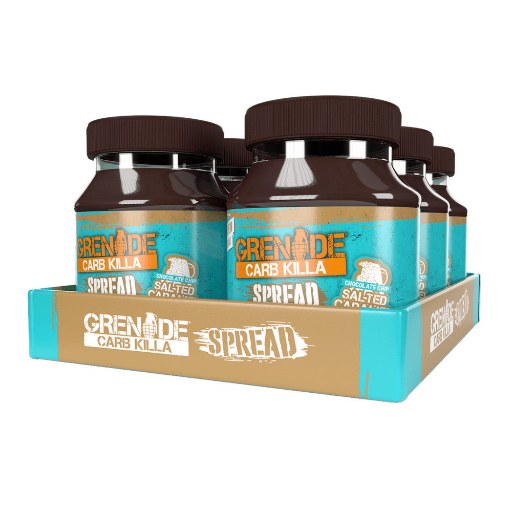 Salted Caramel & Chocolate Chip Spread By Grenade Official 6 x 360-Gram Crates Of Tubs