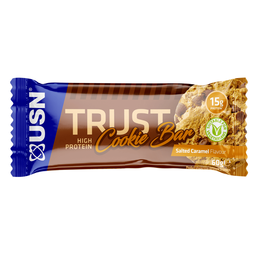USN Trust High Protein Cookie Bars Salted Caramel Flavoured - Single 60-Gram Bar UK - Protein Package Limited - Suitable for vegetarians - Pick & Mix