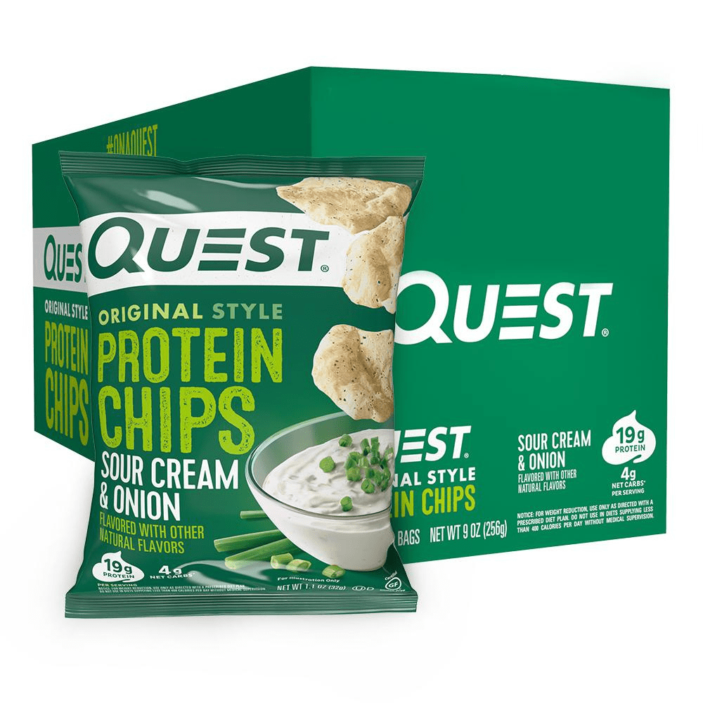 Full Boxes of Sour Cream Onion Healthy Protein Crisps - Imported from the USA - Protein Package Ltd