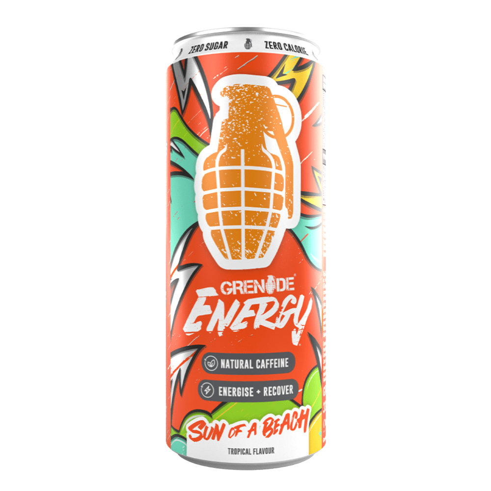 Sun of a beach - Tropical Flavoured Grenade Single Can Energy Drinks - Natural Caffeine - Zero Sugar - Zero Calories - 330ml Cans