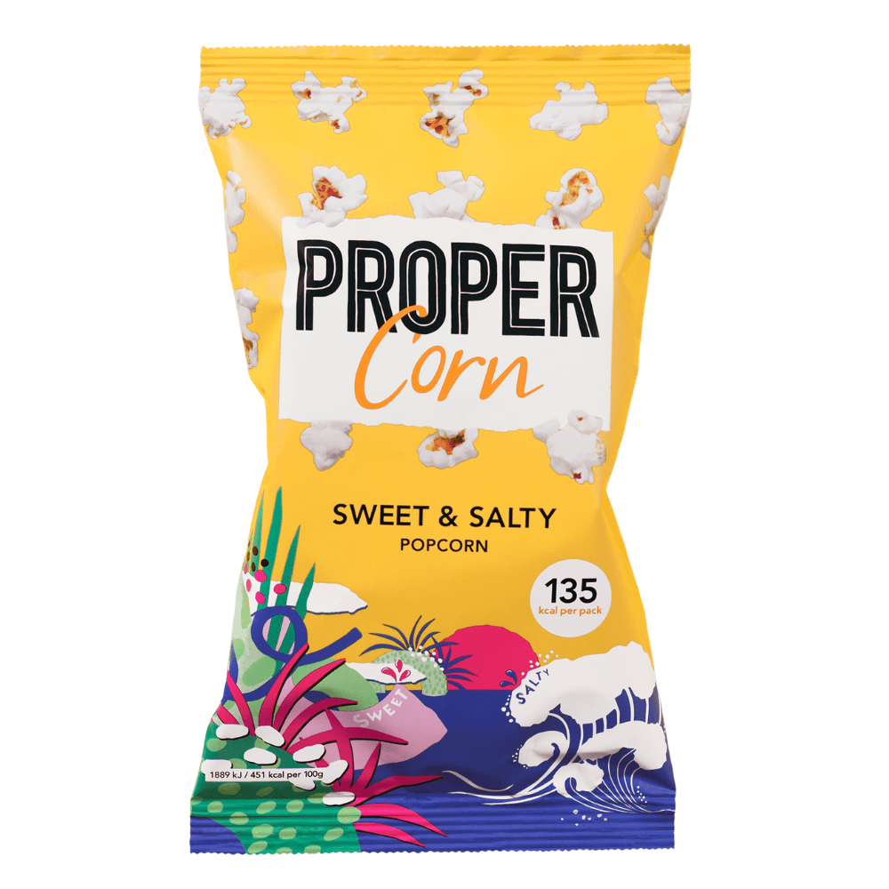 PROPERCORN Sweet and Salty Gluten-Free Low-Calorie Popcorn 30-Gram Packets UK - Protein Package 