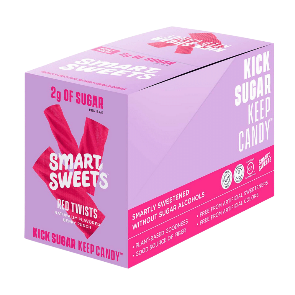 Boxes of 12x50-Gram Packets of Red Twists Healthy Candy by Smart Sweets