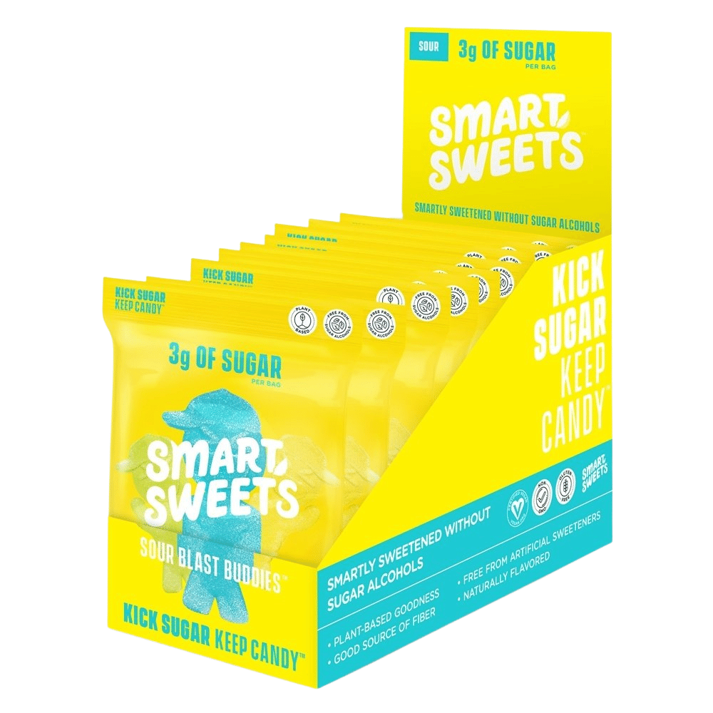 Sour Blast Buddies Smart Sweets Low Sugar Vegan Sweets UK - 12x50-Gram Boxes 