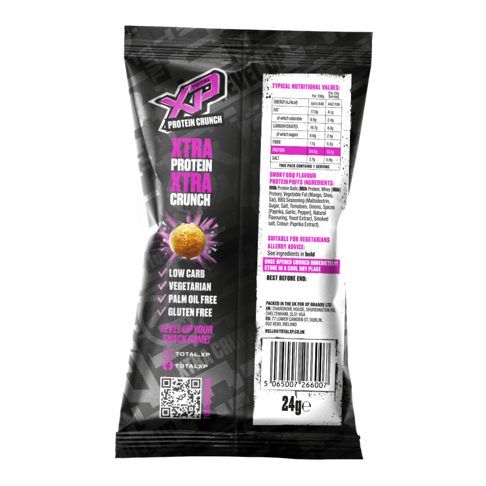 Nutritional Facts Within The Total XP Smoky BBQ Protein Crunchy Crisps
