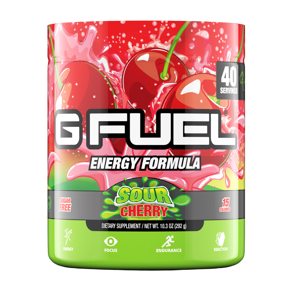 GFUEL Sour Cherry Flavoured Dietary Energy Supplement Formula - by Gamma Labs for gamers