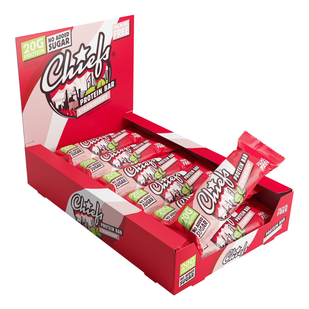 12 Pack of Strawberry Chiefs Protein Bars - Protein Package UK