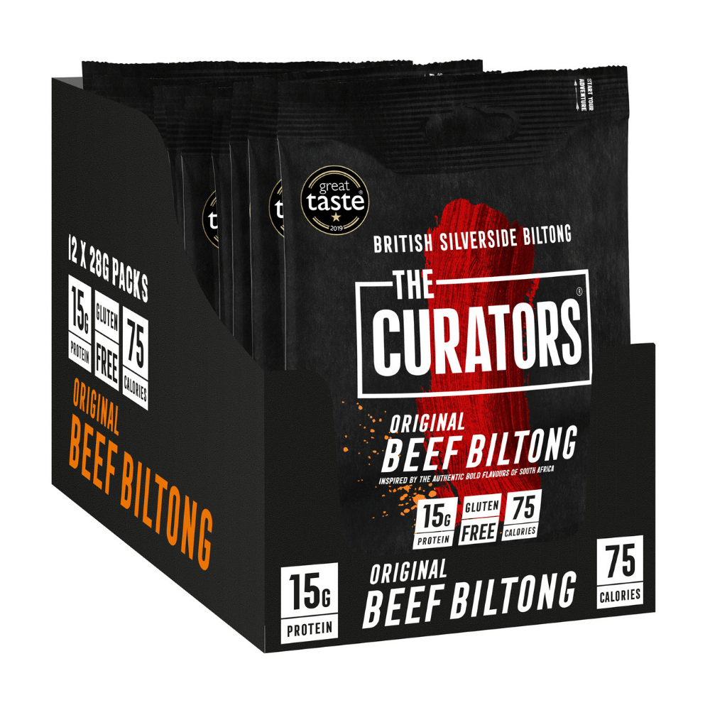Original Protein Beef Biltong Snack Packs - Made by The Curators - 12 Pack Box