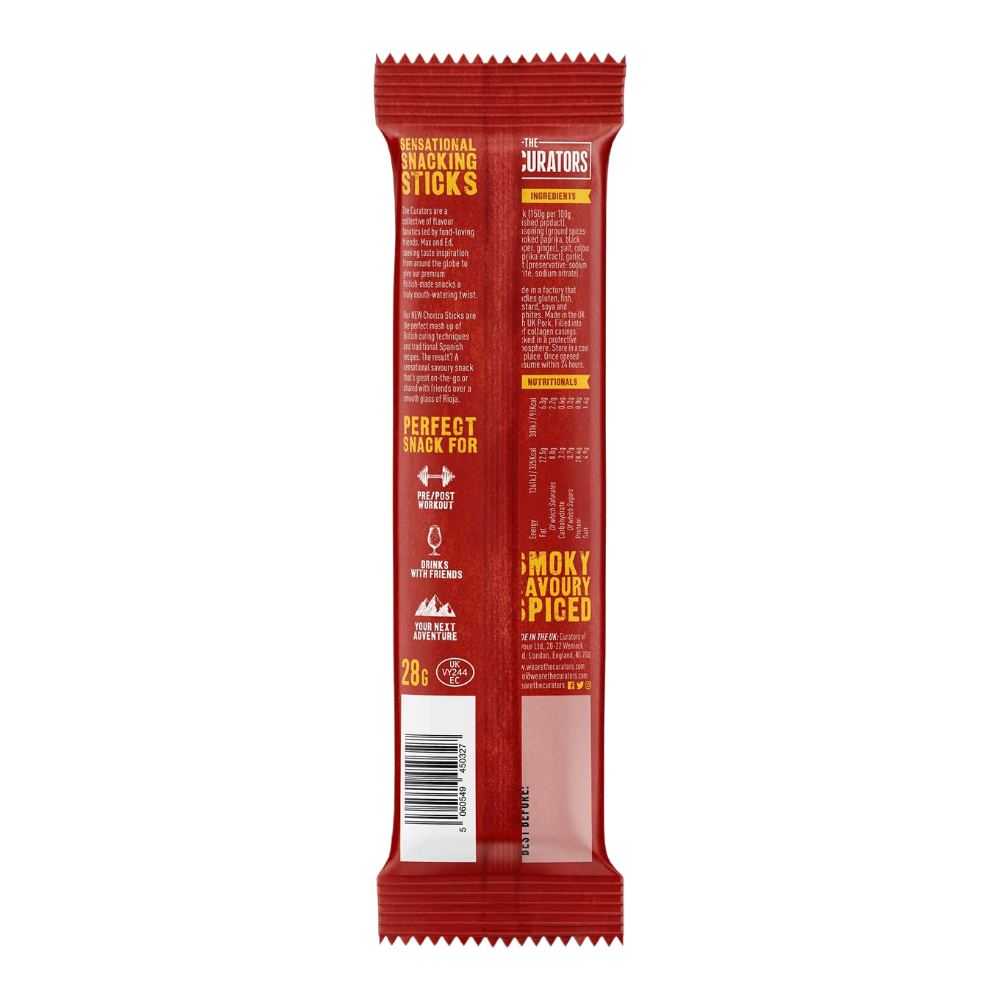 The Curators Smoky Savoury Spiced Chorizo Sticks - Nutritional Data and Ingredients 