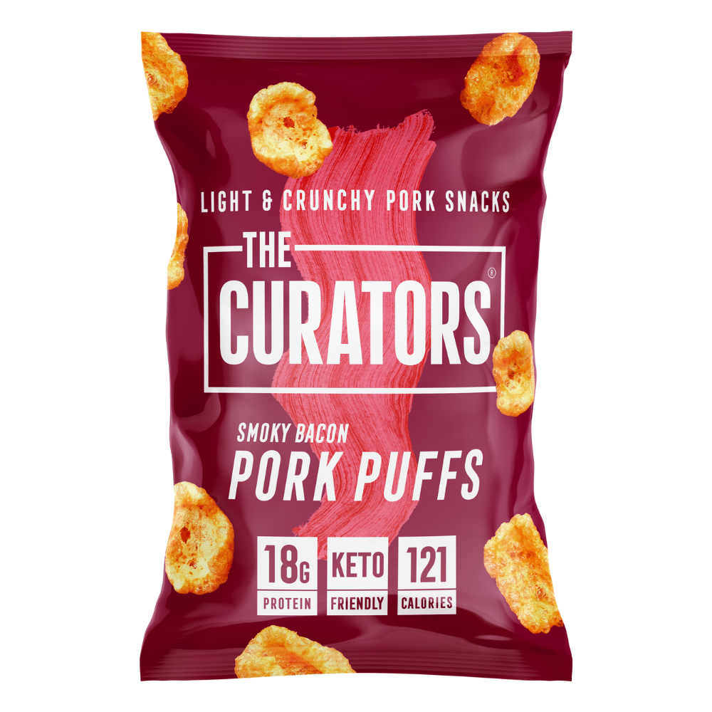 Puffed Pork Scratchings Smoky Bacon Flavour - Made by The Curators - 25g Packet