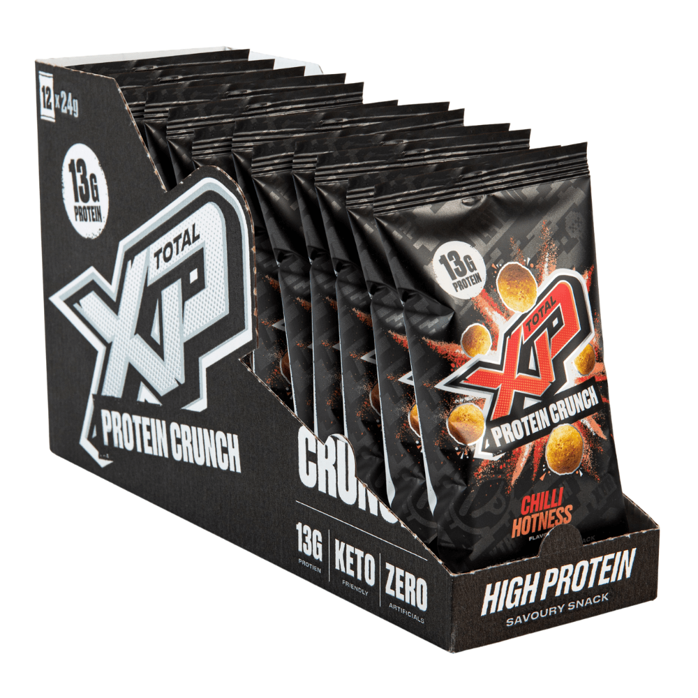 Pack of 12 Chilli Total XP Protein Crunch Crisps UK - 12x24-Grams