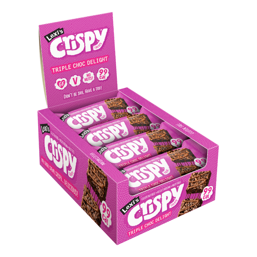 Lexi's Treats 12x25g Pack of Triple Chocolate Delight Low-Calorie Gluten-Free Crispy Bars