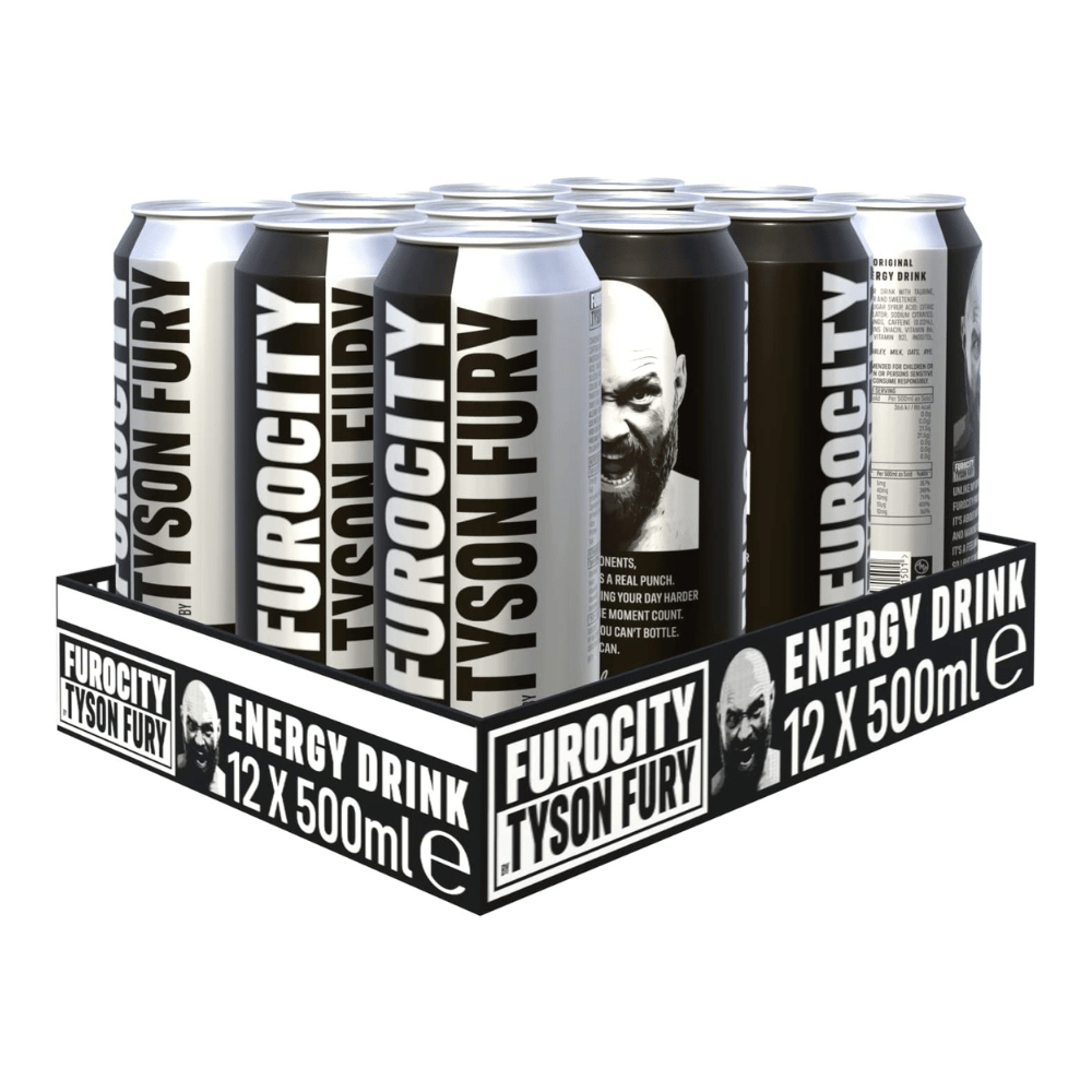 12 Pack of Original Tyson Fury Energy Drinks - White/Black Can 12x500ml