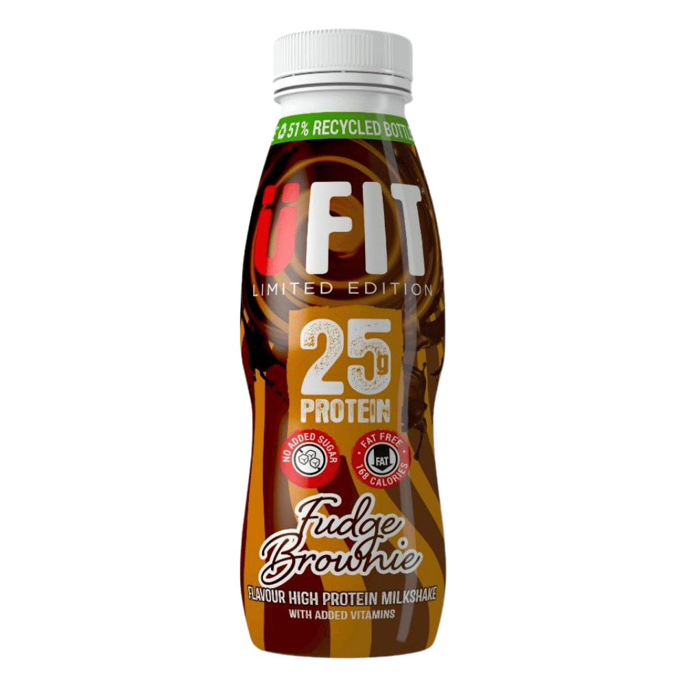 UFIT Drinks Fudge Brownie Flavoured Fat Free Protein Milkshakes - Mix 330ml Bottles