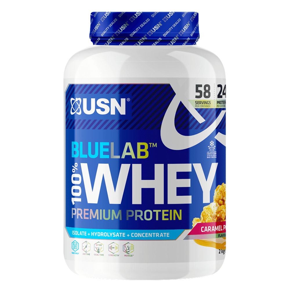 USN Caramel Popcorn BlueLab Whey Protein Powder - 2kg Tubs