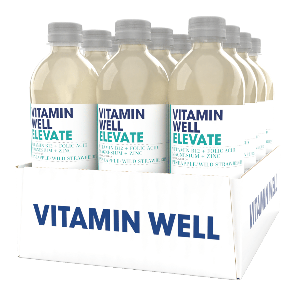 Vitamin Well Elevate Vitamin Drinks - 12x500ml Bottle Packs - Pineapple and Strawberry Flavour