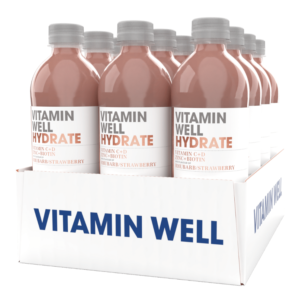 Vitamin Well Hydrate Rhubarb and Strawberry Flavoured Vitamin Drinks - 12 Pack