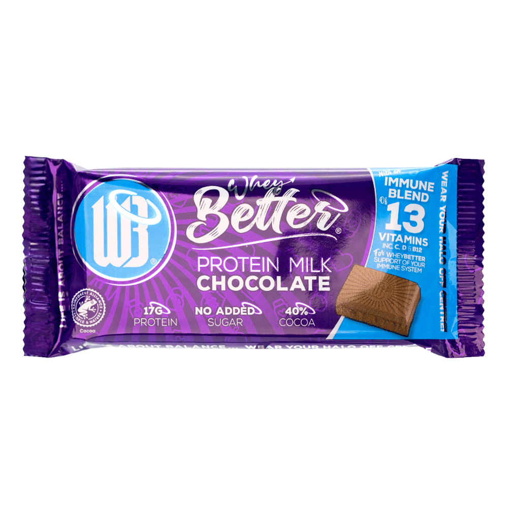 Whey Better High Protein Milk Chocolate - 75g Slab Bars With Added Immunity Vitamin Blend