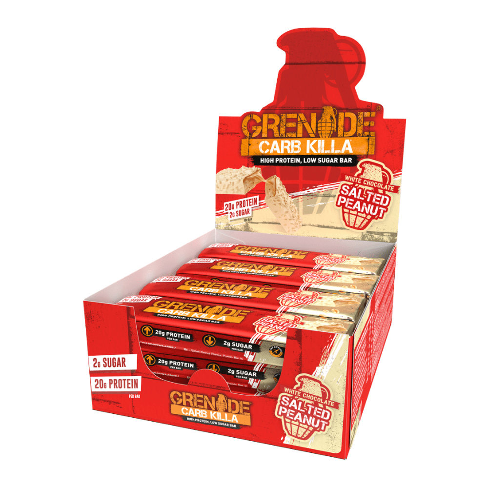 Packs of 12 Grenade Carb Killa Bars in White Chocolate Salted Peanut Butter Flavour - 12x60g