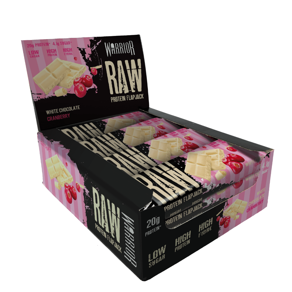 Warrior Supplements UK Raw Flapjacks - White Chocolate Cranberry Flavour - 900-Gram Box of 12